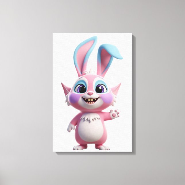 Lekande Tecknad Bunny Character Artwork Canvastryck (Framsida)