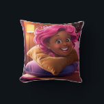 Lekande Tecknad Girl 3D Pillow: Rosa Hair Kudde<br><div class="desc">Den berömvärda 3D-kudden med en stiliserad tecknad med varm brun hud och pulserande rosa hår,  fångad i ett glatt leende under bra. En charmig och unik dekorativ accent.</div>