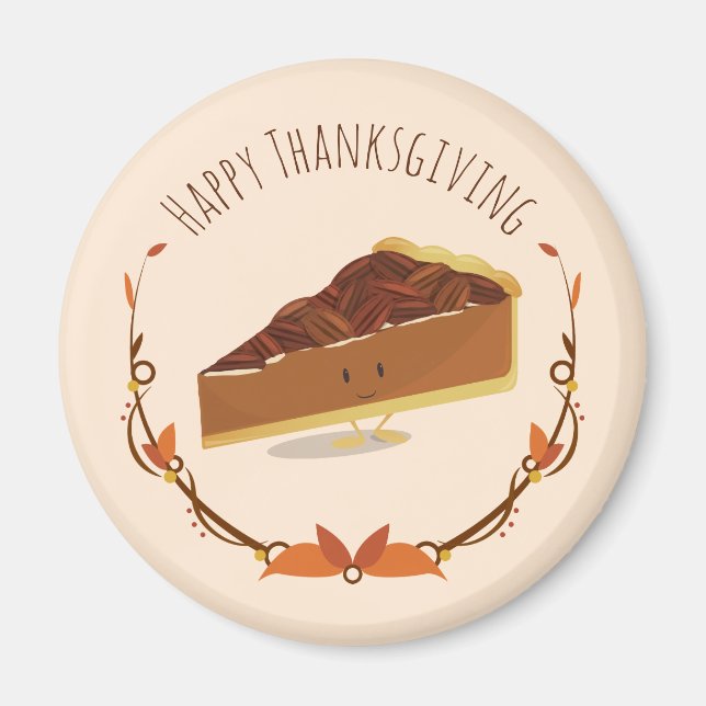 Lekande Thanksgiving Pecan Paj Slice Tan Brown Magnet (Framsidan)