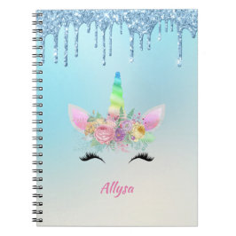Lekande Unicorn Horn och Eyelash med Flowers Anteckningsbok