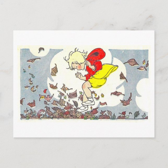"Lekar i löven" Höst/Illustration Vykort (Framsida)