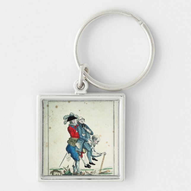 Leken måste avsluta snart fyrkantig silverfärgad nyckelring (Framsidan)