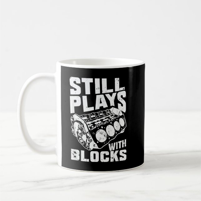 Leker Fortfarande Med Block Racing Bil Mekatronike Kaffemugg (Vänster)