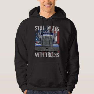 Leker med lastbilar Rolig lastbilschaufför Amerika Hoodie