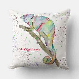 Lekfärgad kameleeon kudde