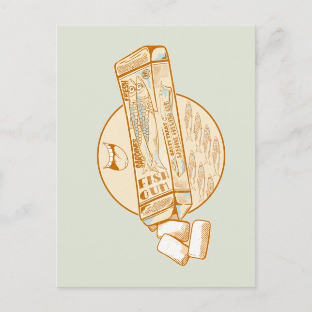 Lekfisk av smidda tuggummi vykort (Framsida)