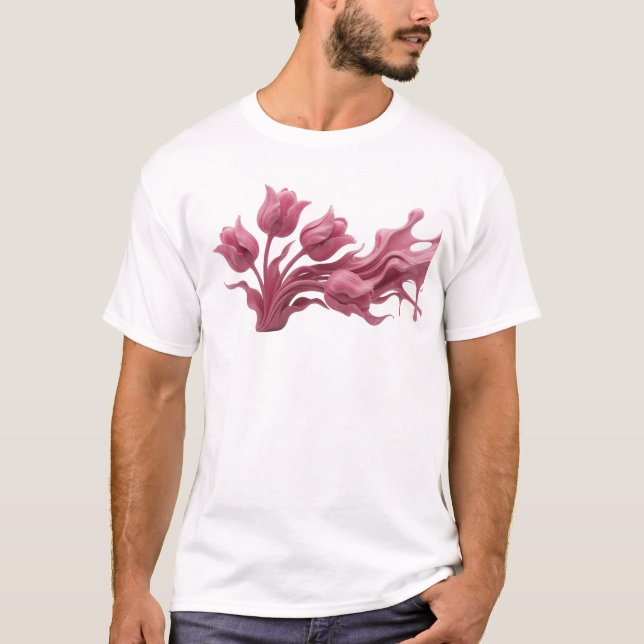 Lekfull ABSTRAKT BLOMMA Kreativ Tryck T Shirt (Framsida)
