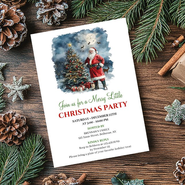 Lekfull akvarell julscen julfirande inbjudan (Playful Watercolor Christmas Scene Holiday Invite)