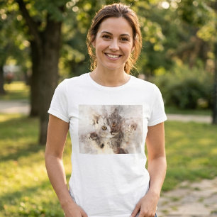 Lekfull akvarellkattunge med ljusa bärnstensögon t shirt