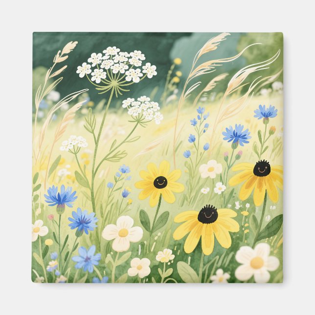 Lekfull äng med vilda blommor magnet (Framsidan)