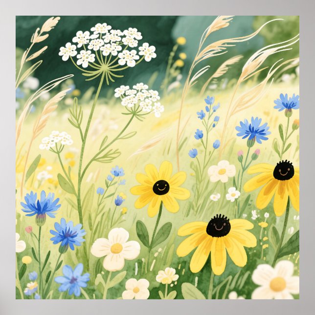 Lekfull äng med vilda blommor poster (Framsidan)