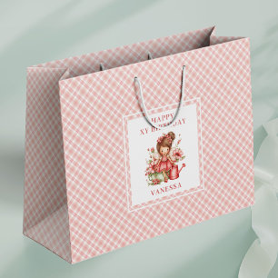 Lekfull Änglatjej Rodnad Blommig Födelsedagspresen