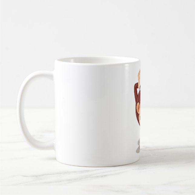 Lekfull apa som gör handstående Sött djur Kaffemugg (Vänster)