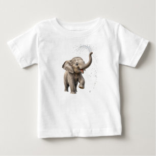 Lekfull babyelefant stänker i floden Söt vild T Shirt