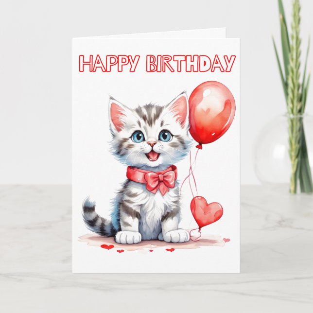Lekfull Babykatt Glad Födelsedag Kort (Framsida)