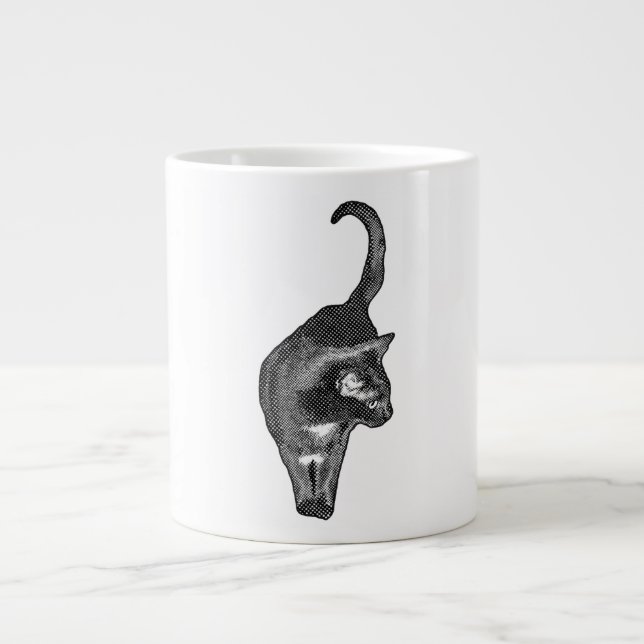 Lekfull Bakåtblickande Katt Jumbo Mugg (Framsidan)