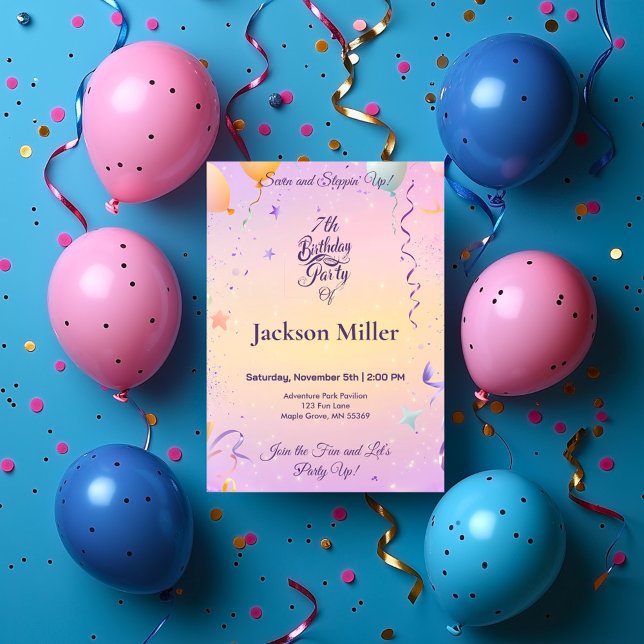 Lekfull ballongfödelsedag med lekfull utter inbjudningar (Skapare uppladdad)