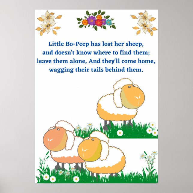 Lekfull barnkammarrim om lilla bo beep poster (Framsidan)