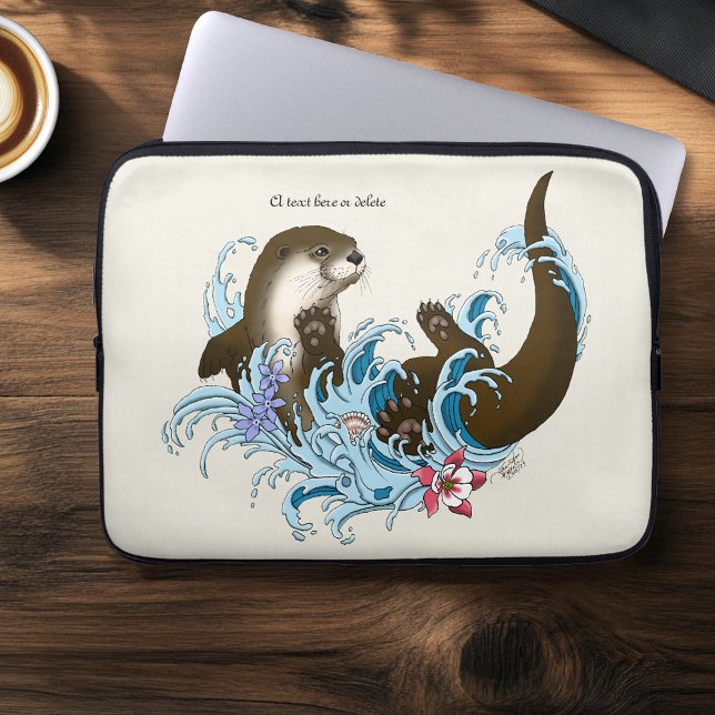 Lekfull Blå Drömsk Flodutter Splash Söt Laptop Fodral (Skapare uppladdad)
