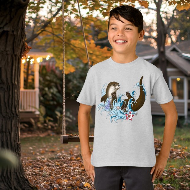 Lekfull Blå Drömsk Flodutter Splash Söt T Shirt (Skapare uppladdad)