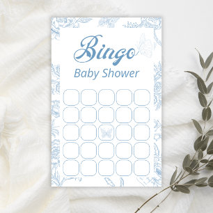 Lekfull Blå Fjäril Blommig Baby Shower Bingo
