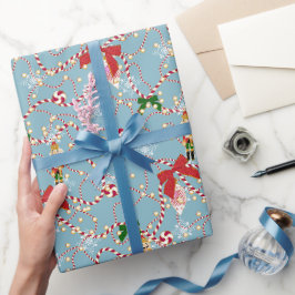 Lekfull blå nötknäppare sockersocksgarland presentpapper