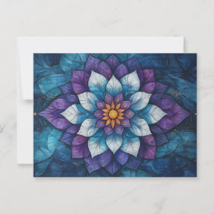 Lekfull blå och lila mandala-doodle vykort