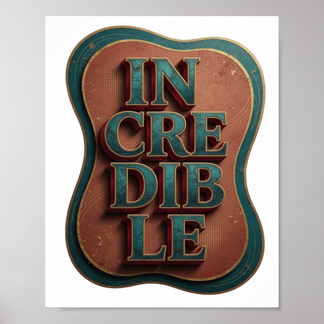Lekfull Blå OTROLIG Statement Design Poster (Framsidan)