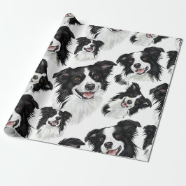 Lekfull Border Collie-inpackningspapper Presentpapper