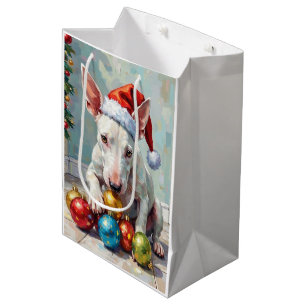 Lekfull Bull Terrier Hund Bevakar Jul