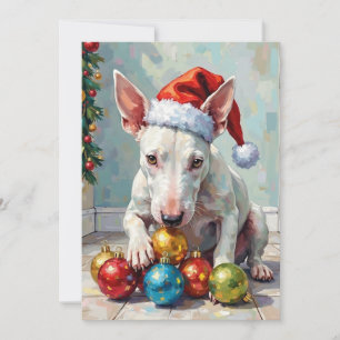 Lekfull Bull Terrier Hund Vaktar Jul Julkort