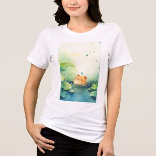 Lekfull capybara som tittar upp från vattnet t shirt