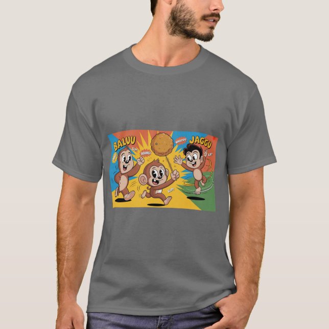 Lekfull Cartoon Karaktär T-shirt (Framsida)