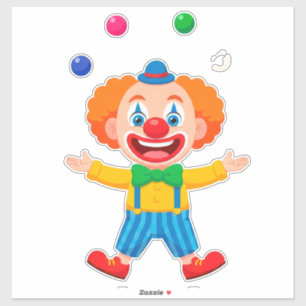 Lekfull Clown Hoppar Med Ljusande Bollar Klistermärken