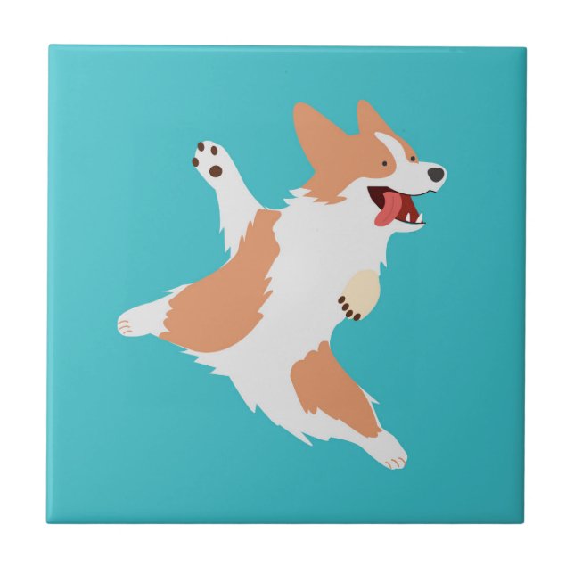 Lekfull Corgi Kakelplatta (Framsidan)