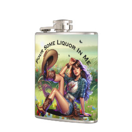Lekfull Country Cowgirl Sprit Vinyl Omslagen Flask Fickplunta