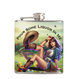 Lekfull Country Cowgirl Sprit Vinyl Omslagen Flask Fickplunta
