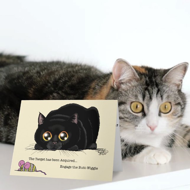 Lekfull Crème Kittis Bum Wiggle Svart Katt Kort (Skapare uppladdad)