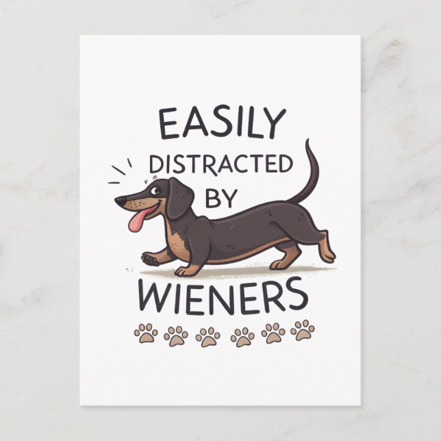 Lekfull Dachshund Hund Rollig Tecknad Konst Vykort (Framsida)