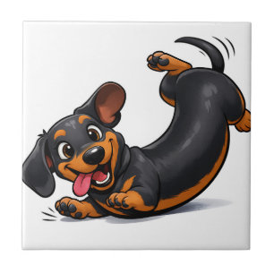 Lekfull dachshund-valp kakelplatta
