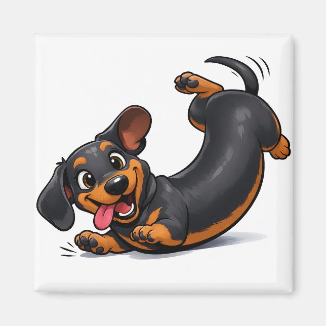 Lekfull dachshund-valp  magnet (Framsidan)