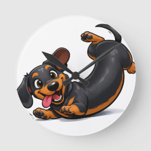 Lekfull dachshund-valp  rund klocka