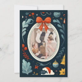 Lekfull dekorativ akvarell ram för högtider julkort