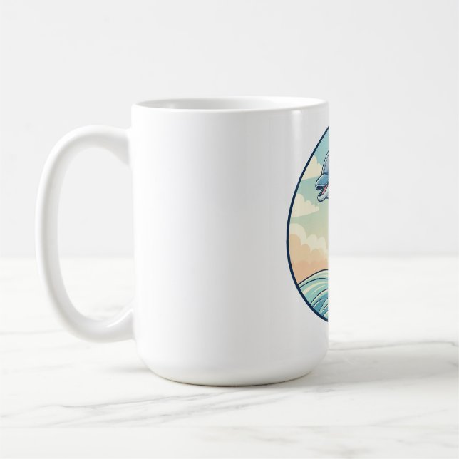 Lekfull delfin som hoppar över vågorna kaffemugg (Vänster)