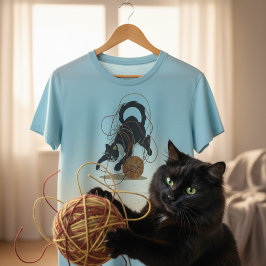 Lekfull design med katt och garnboll – Rolig söt k T Shirt