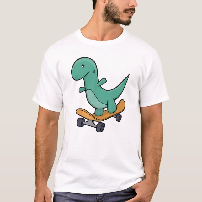 Lekfull dinosaur på skateboard t shirt (Framsida)