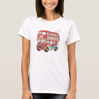 Lekfull dubbeldäckare buss London Retro serieteckn T Shirt