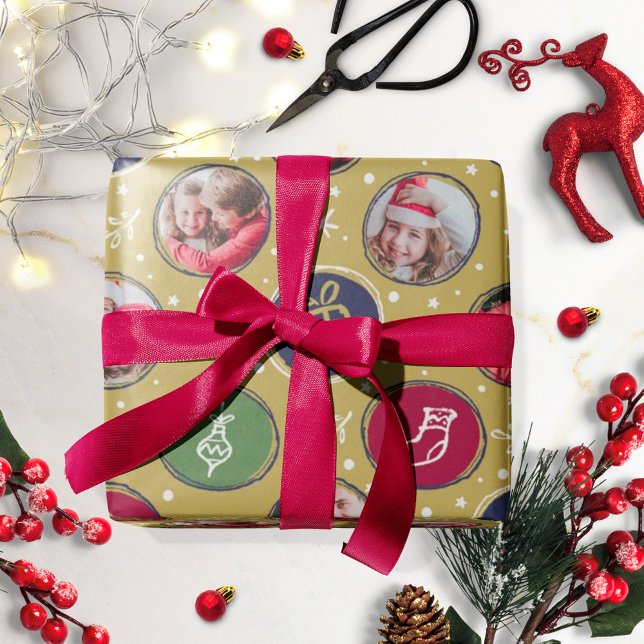 Lekfull familjefoto Collage jul guld Presentpapper (Skapare uppladdad)