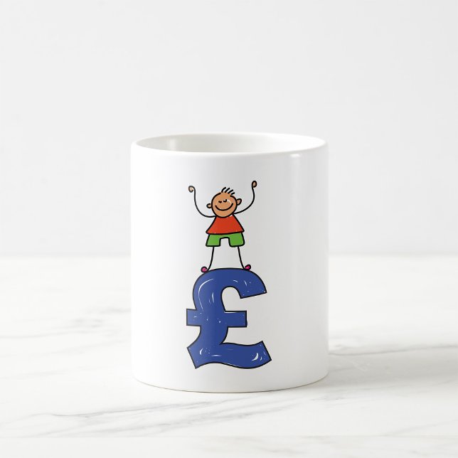 Lekfull figur som står på pund kaffemugg (Skapare uppladdad)