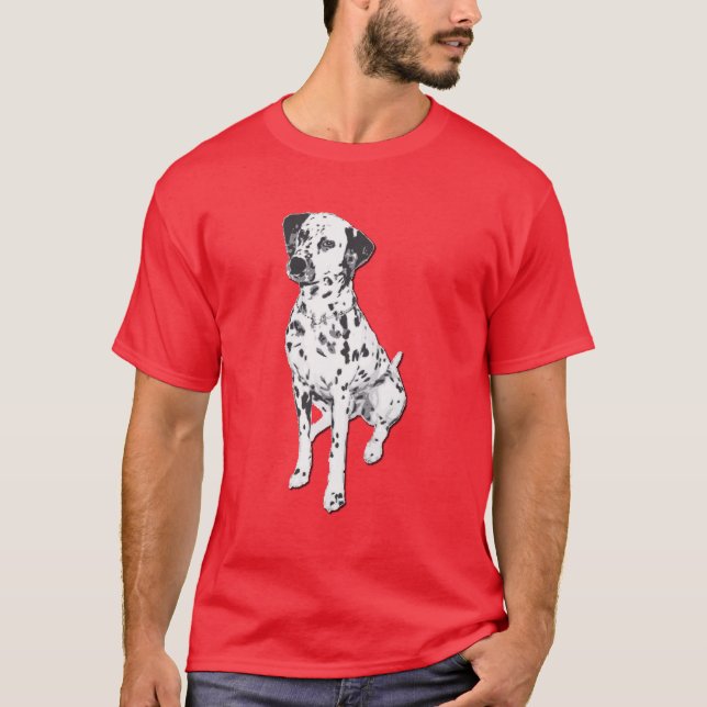 Lekfull fläckig dalmatiner hund-grafik t shirt (Framsida)